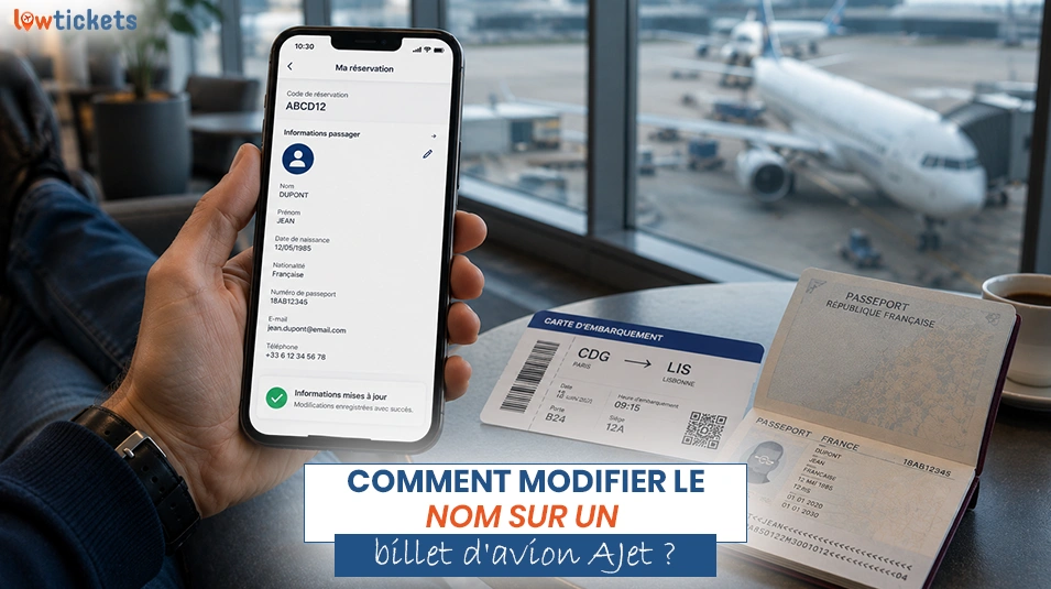 Comment modifier le nom sur un billet d'avion AJet ?