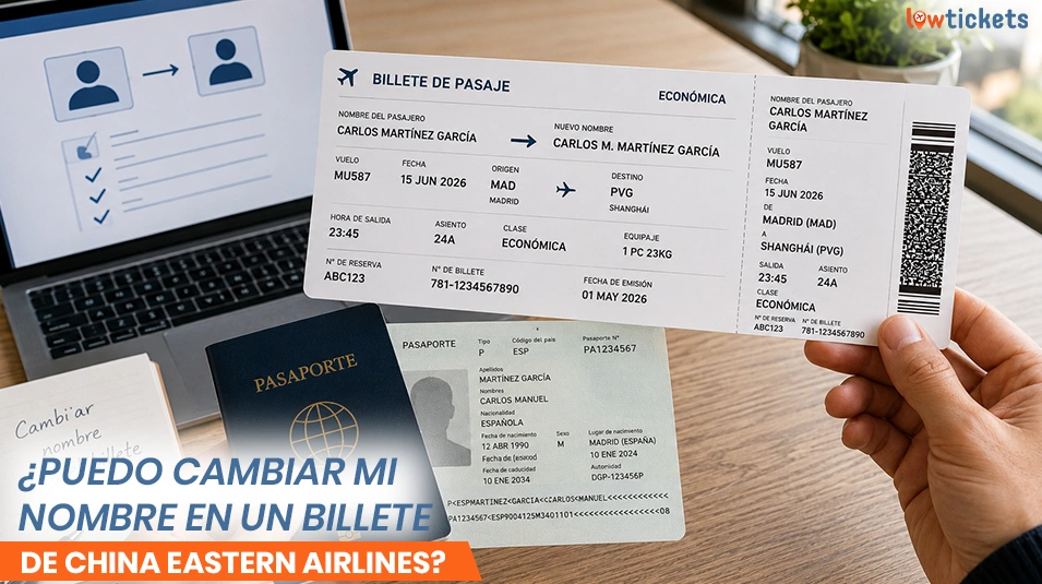¿Puedo cambiar mi nombre en un billete de China Eastern Airlines?