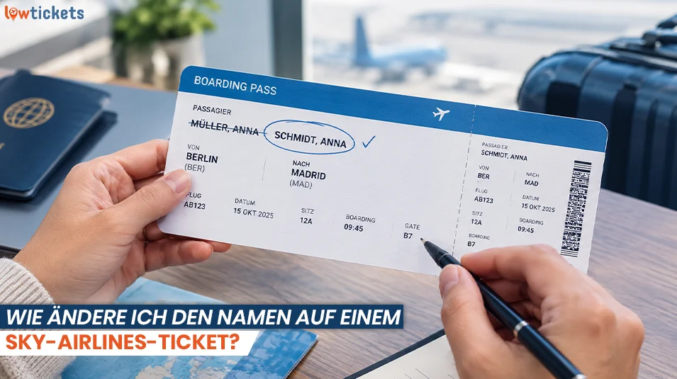 Wie ändere ich den Namen auf einem Sky-Airlines-Ticket?